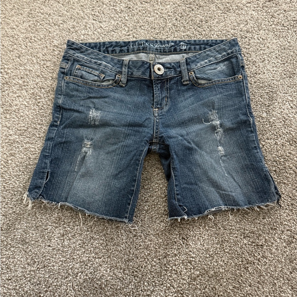 Guess Blue Jean Shorts Distressed Cut-Off Style